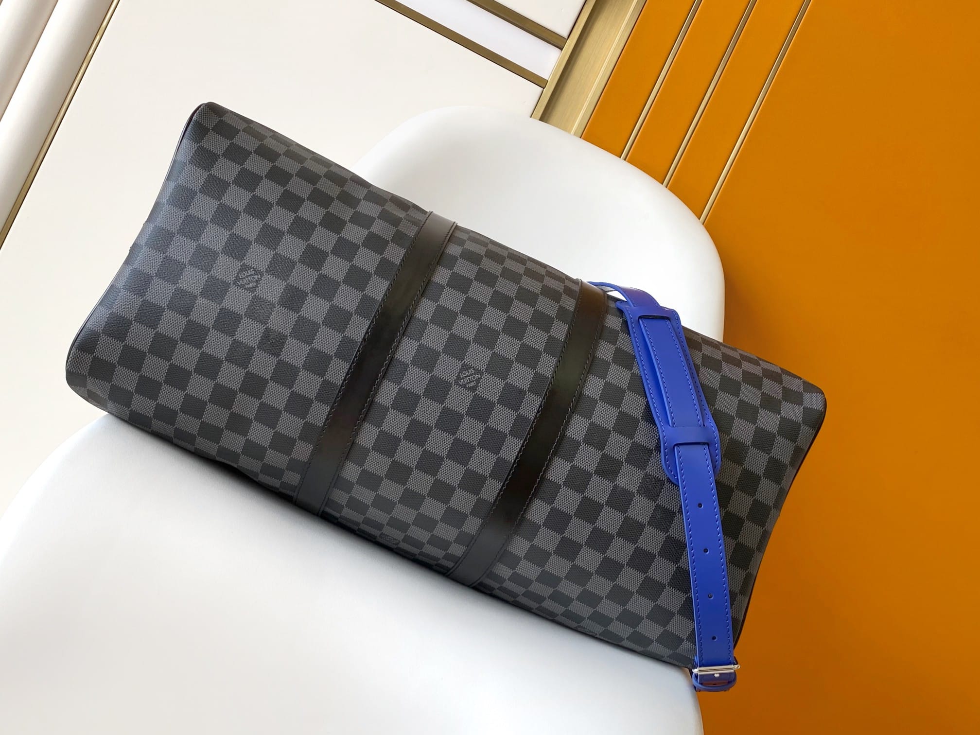 Louis Vuitton Keepall Bandoulière 50 Bag in Damier Graphite Canvas - Indigo Blue