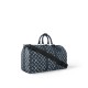 Louis Vuitton Keepall Bandoulière 50 Bag in Monogram Shadow Leather - Ink Blue/White