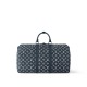 Louis Vuitton Keepall Bandoulière 50 Bag in Monogram Shadow Leather - Ink Blue/White