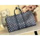 Louis Vuitton Keepall Bandoulière 50 Bag in Monogram Shadow Leather - Ink Blue/White