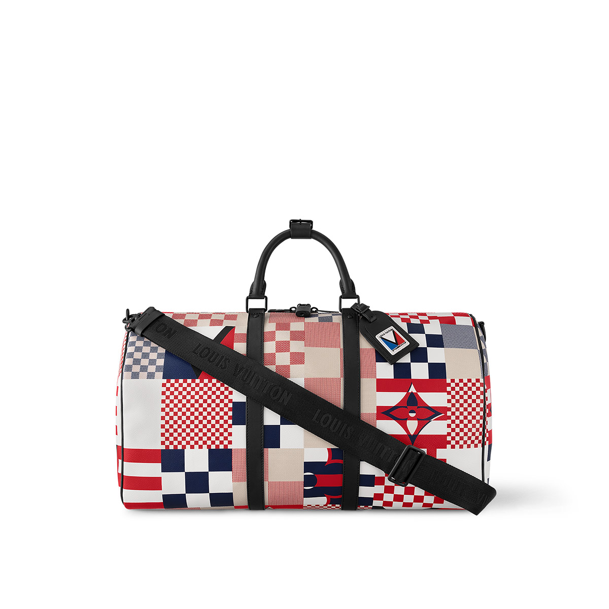 Louis Vuitton Keepall Bandoulière 50 Bag in Damier Flags Canvas - Red/Blue