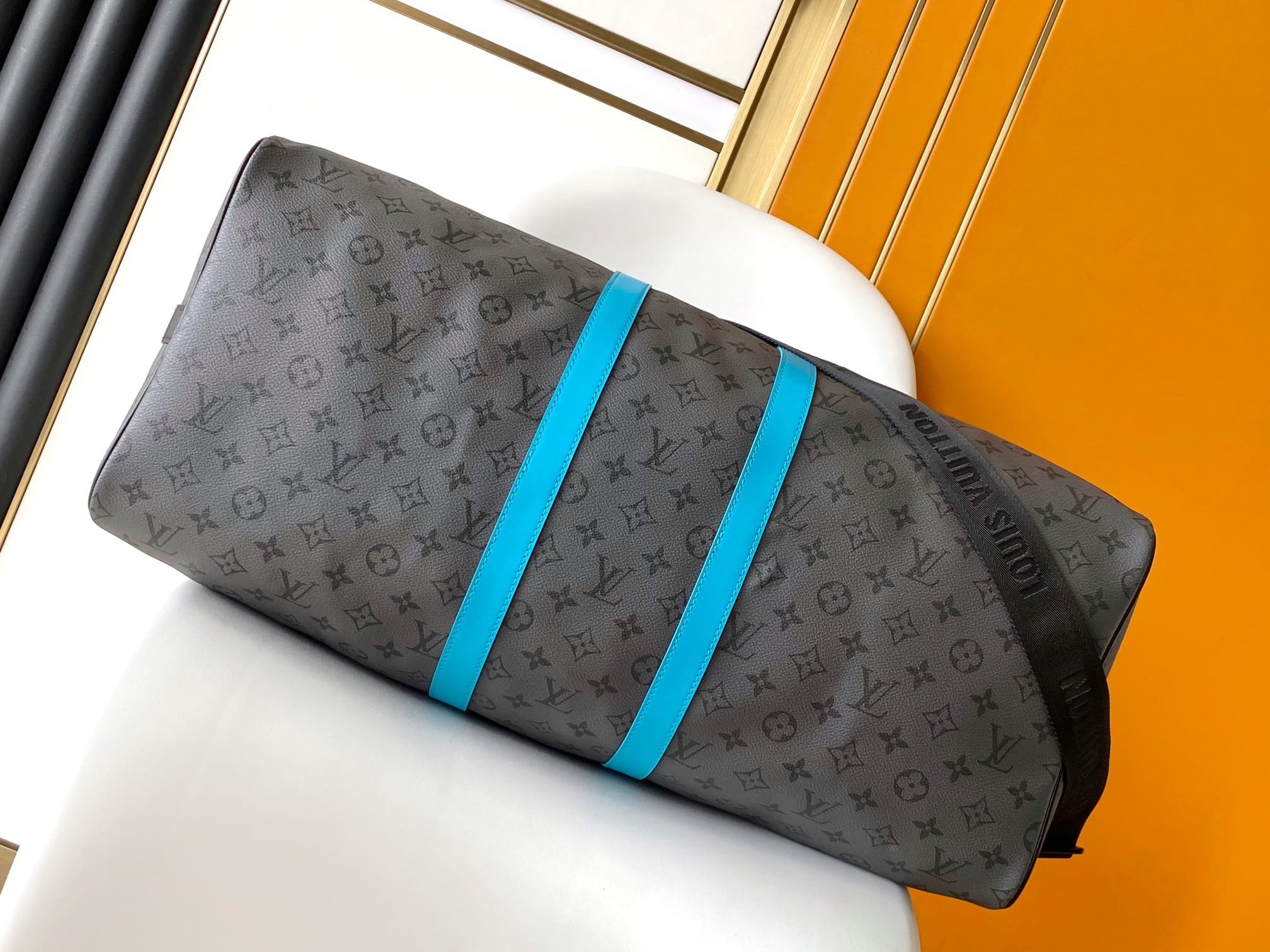 Louis Vuitton Keepall Bandoulière 55 Bag in Monogram Eclipse - Turquoise