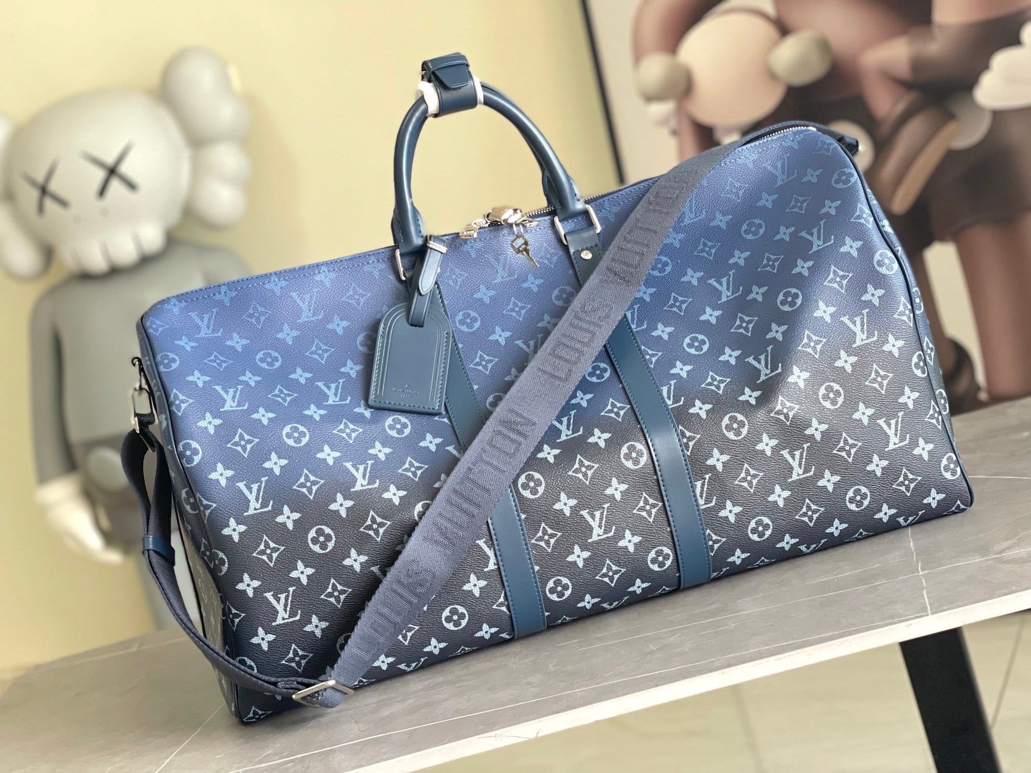 Louis Vuitton Keepall Bandoulière 55 Bag in Monogram Canvas - Navy Blue