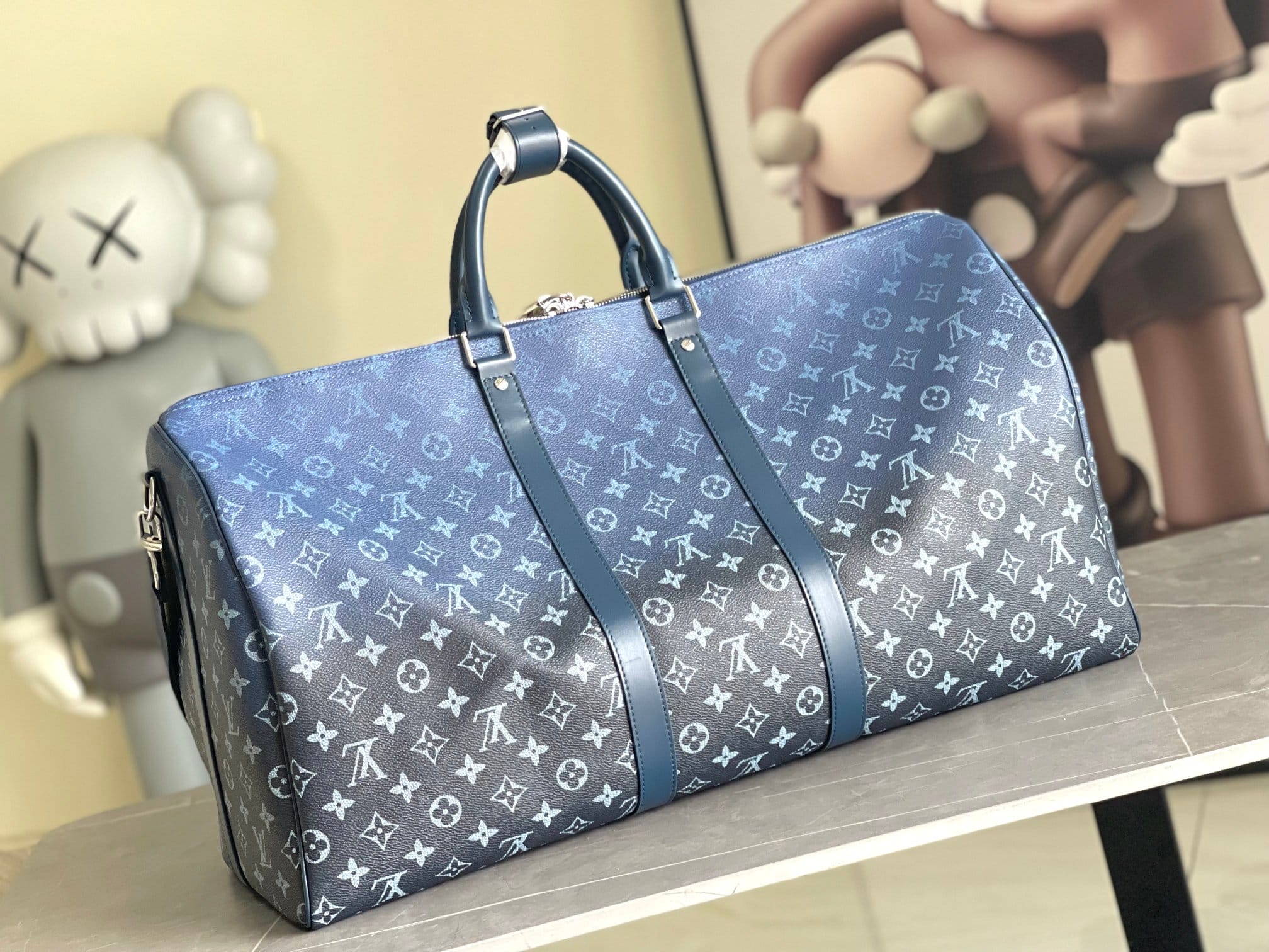 Louis Vuitton Keepall Bandoulière 55 Bag in Monogram Canvas - Navy Blue