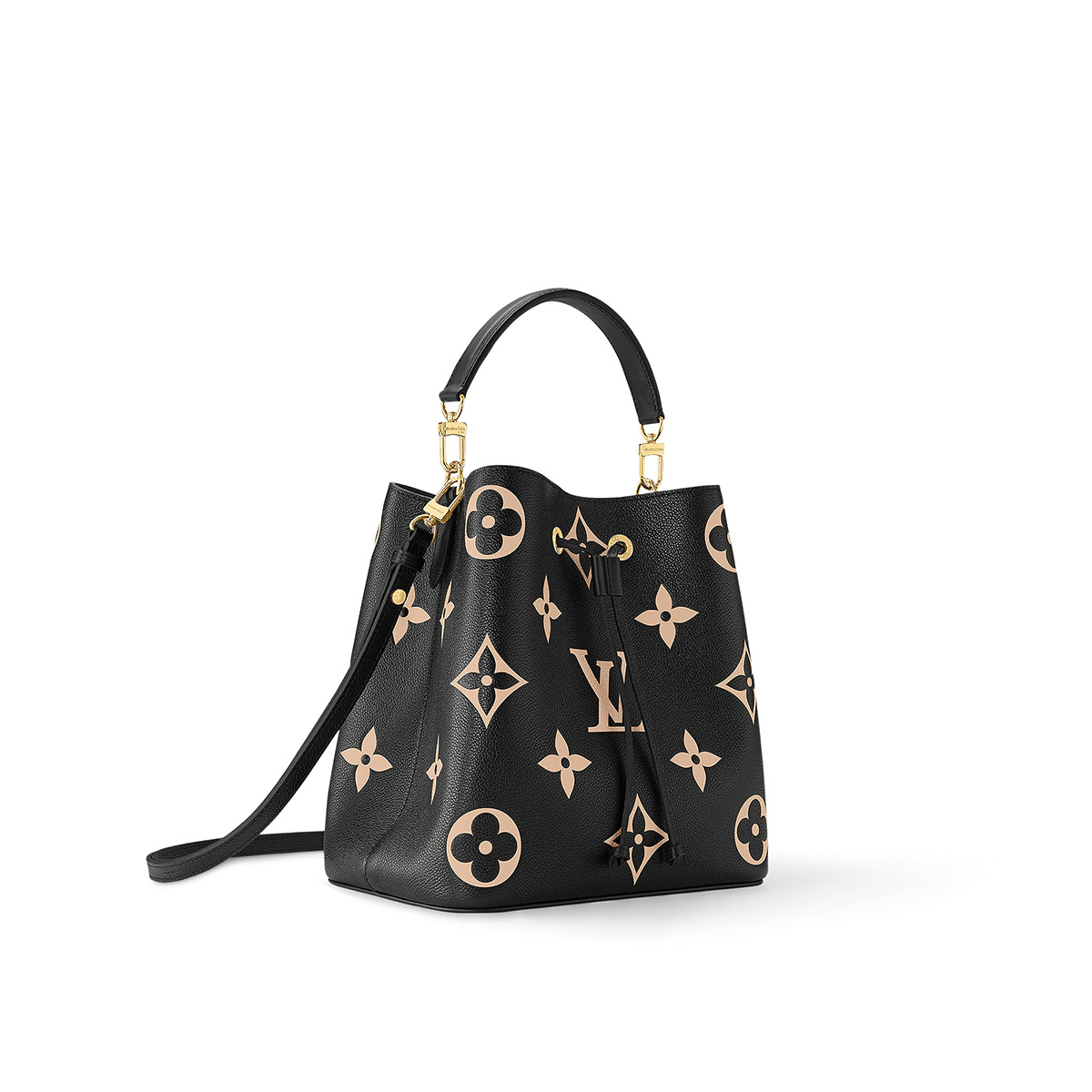 Louis Vuitton NéoNoé MM Bucket Bag in Bicolor Monogram Empreinte Leather - Black/Beige