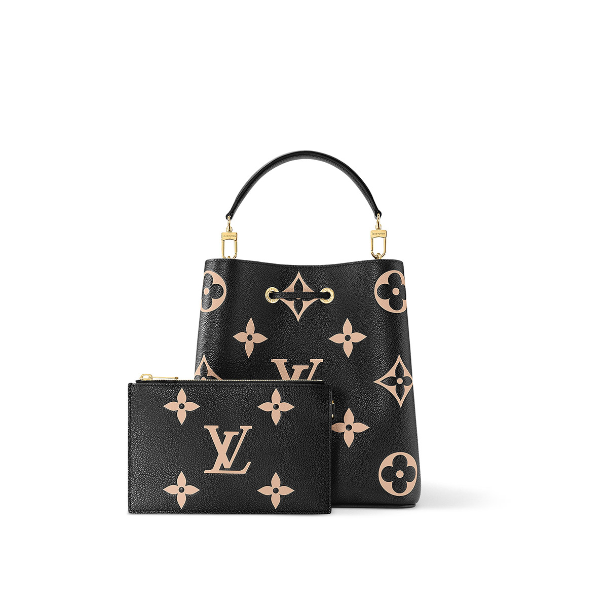 Louis Vuitton NéoNoé MM Bucket Bag in Bicolor Monogram Empreinte Leather - Black/Beige