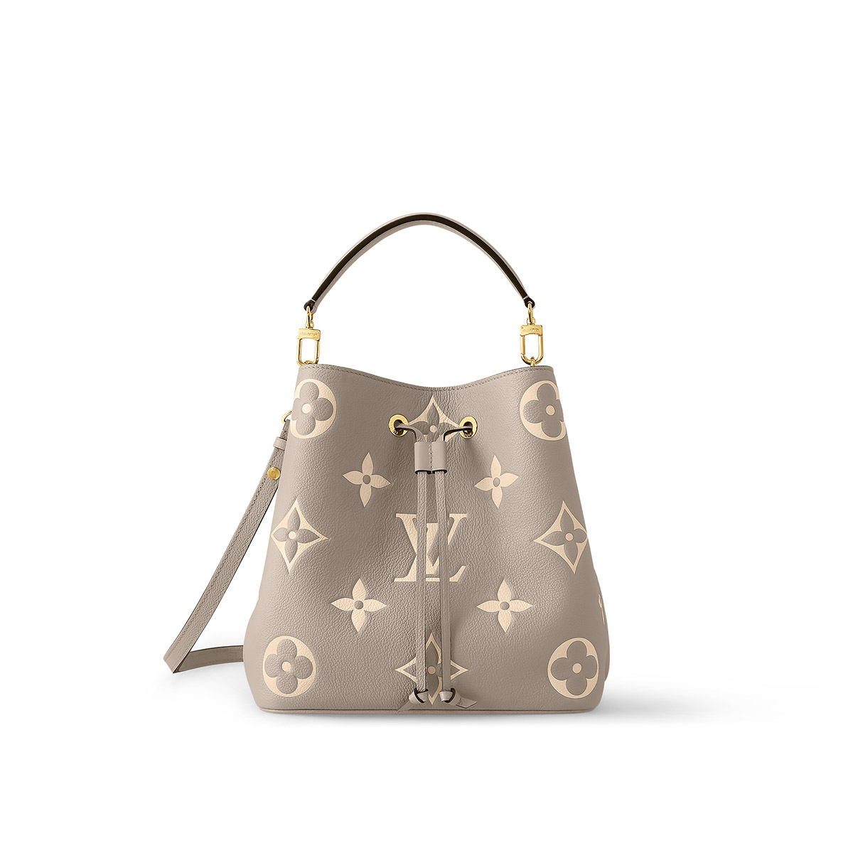 Louis Vuitton NéoNoé MM Bucket Bag in Bicolor Monogram Empreinte Leather - Gray/Cream