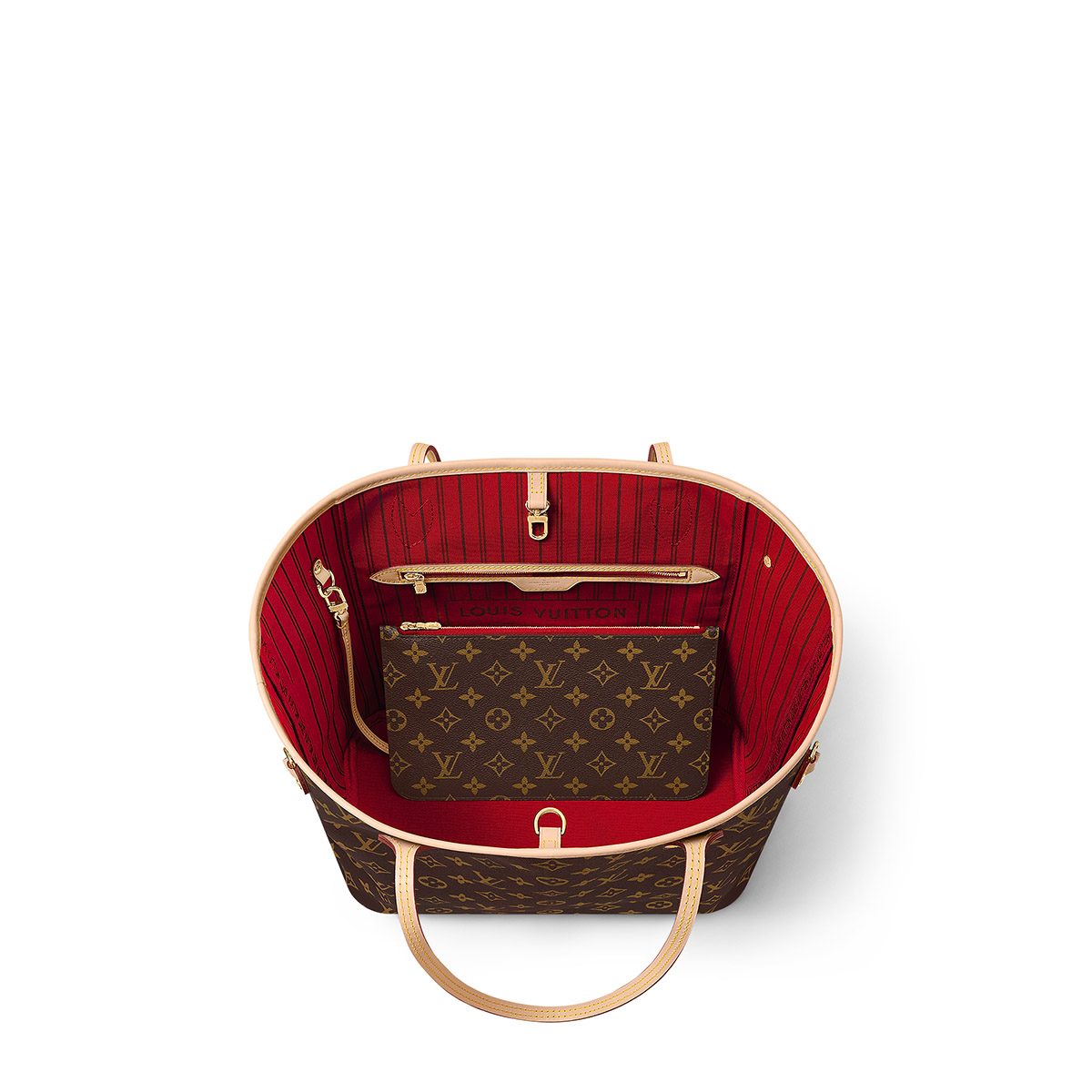 Louis Vuitton Neverfull MM Tote Bag in Monogram Canvas - Cerise Red