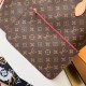 Louis Vuitton Neverfull MM Tote Bag in Monogram Canvas - Cerise Red