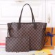 Louis Vuitton Neverfull MM Tote Bag in Damier Ebene Canvas - Cerise Red