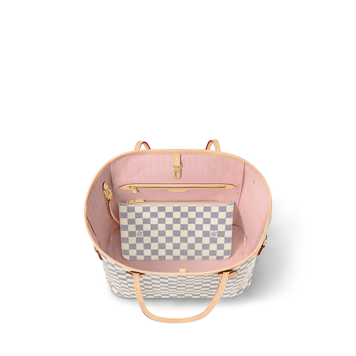 Louis Vuitton Neverfull MM Tote Bag in Damier Azur Canvas - Pink