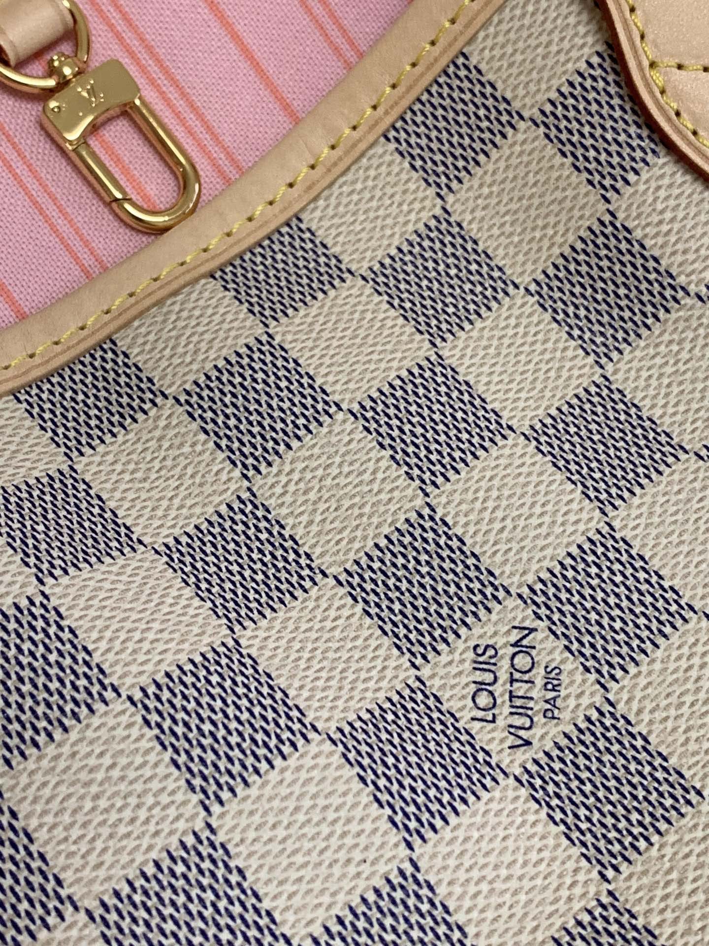 Louis Vuitton Neverfull MM Tote Bag in Damier Azur Canvas - Pink