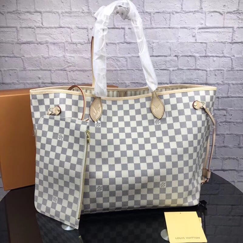 Louis Vuitton Neverfull GM Tote Bag in Damier Azur Canvas - Beige