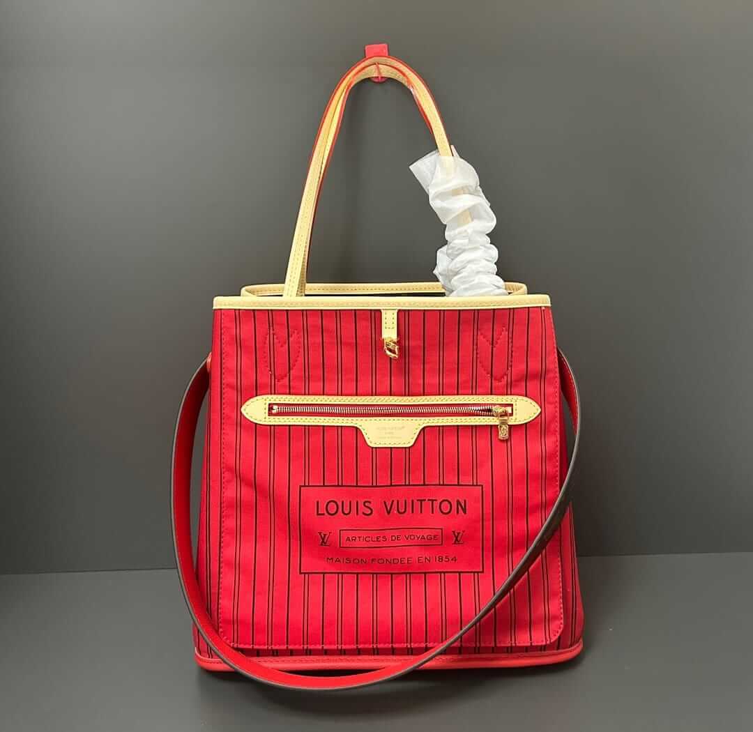 Louis Vuitton Neverfull Bandoulière Inside Out MM Tote Bag - Monogram/Rouge Sari