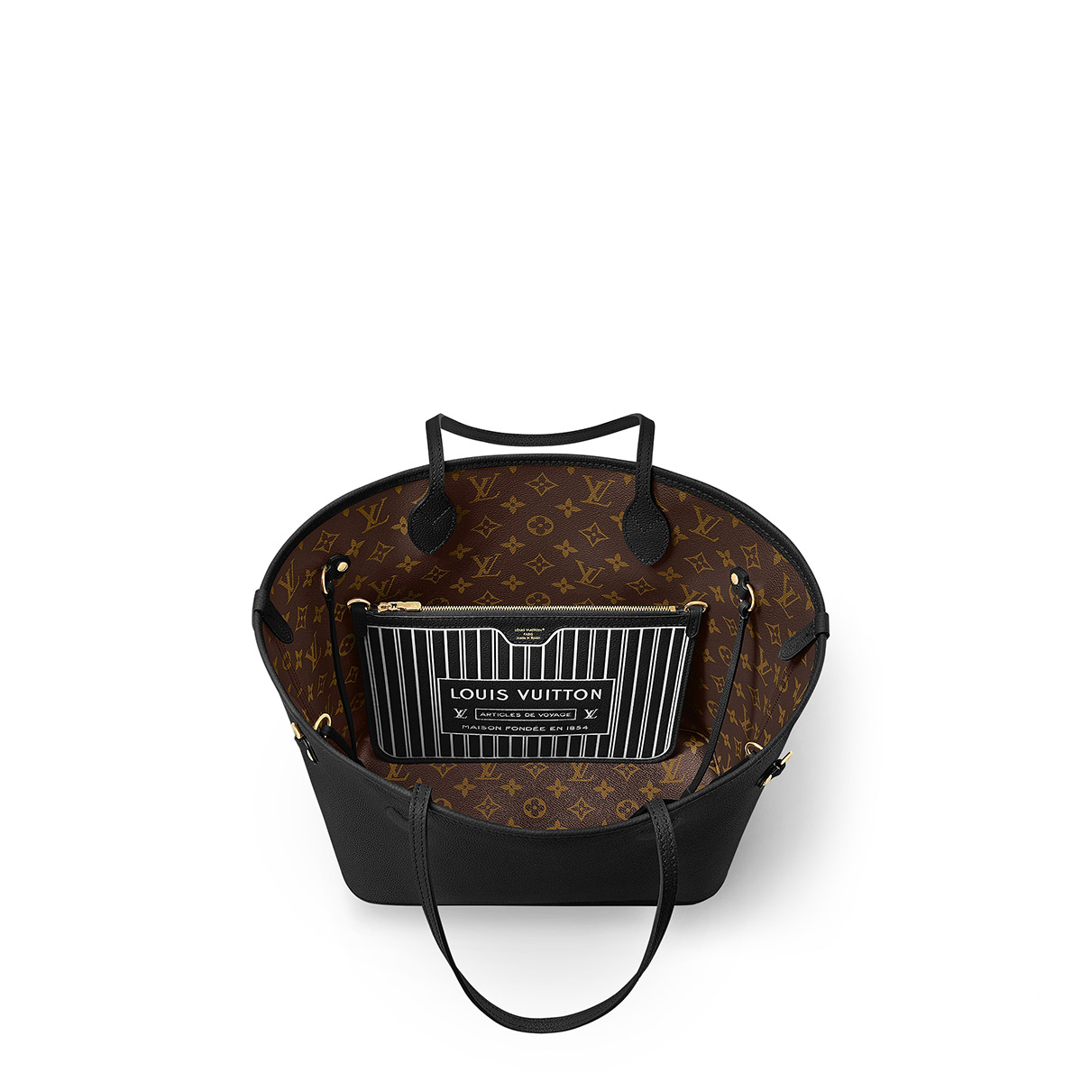 Louis Vuitton Neverfull Bandoulière Inside Out MM Tote Bag - Black