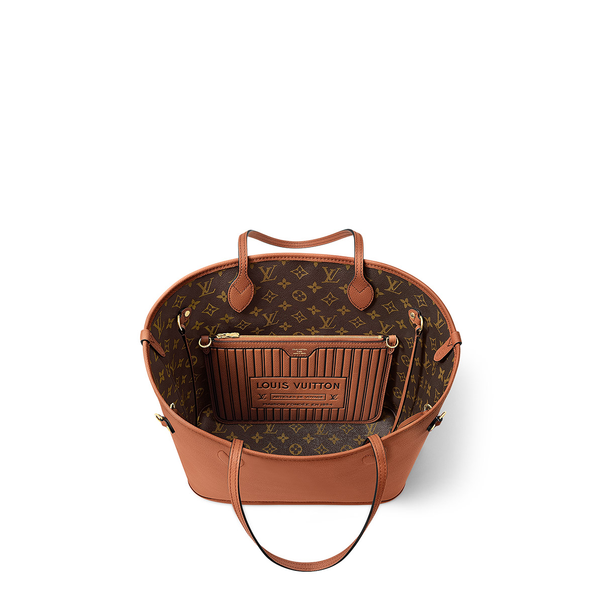 Louis Vuitton Neverfull Bandoulière Inside Out MM Tote Bag - Tan