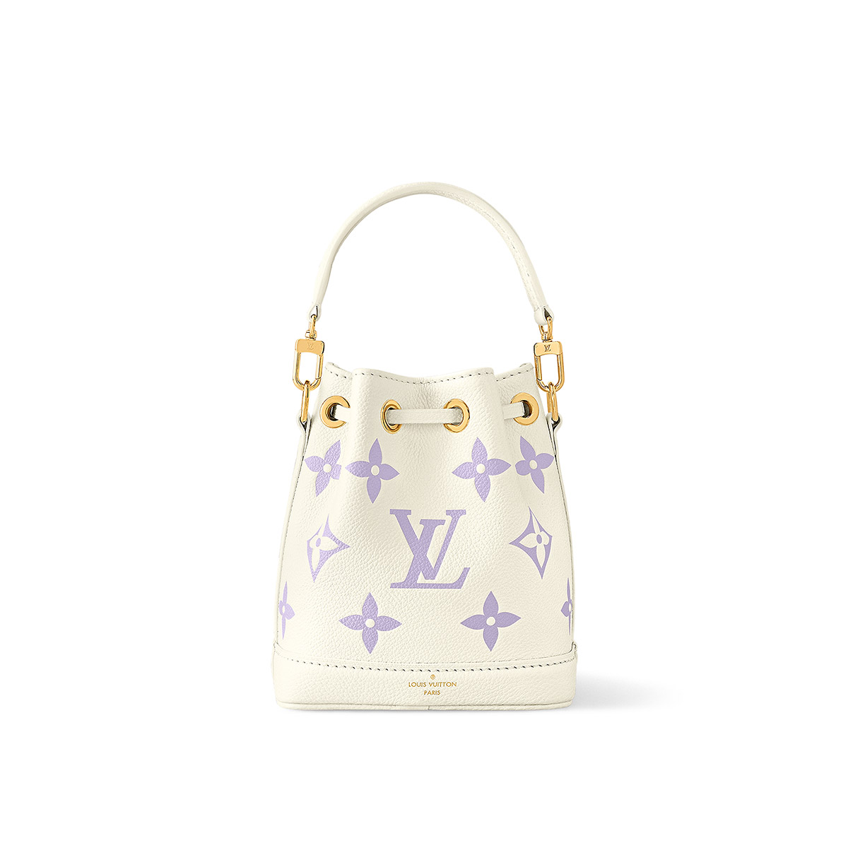 Louis Vuitton Nano Noé Handle Bag in Bicolor Monogram Empreinte Leather - White/Mauve