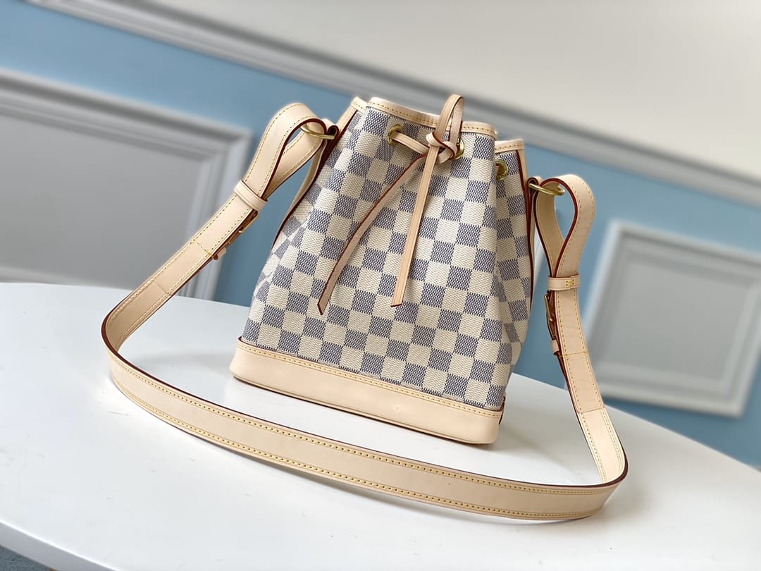 Louis Vuitton Noé BB Bucket Bag in Damier Azur Canvas