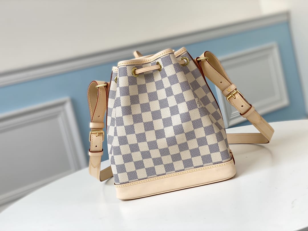 Louis Vuitton Noé BB Bucket Bag in Damier Azur Canvas