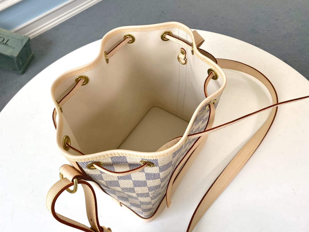 Louis Vuitton Noé BB Bucket Bag in Damier Azur Canvas