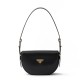 Prada Arqué Leather Shoulder Bag with Flap - Black