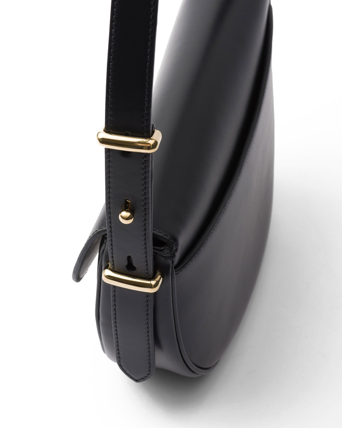 Prada Arqué Leather Shoulder Bag with Flap - Black