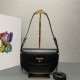 Prada Arqué Leather Shoulder Bag with Flap - Black