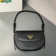 Prada Arqué Leather Shoulder Bag with Flap - Black