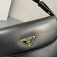 Prada Arqué Leather Shoulder Bag with Flap - Black