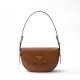 Prada Arqué Leather Shoulder Bag with Flap - Cognac