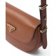 Prada Arqué Leather Shoulder Bag with Flap - Cognac