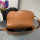 Prada Arqué Leather Shoulder Bag with Flap - Cognac