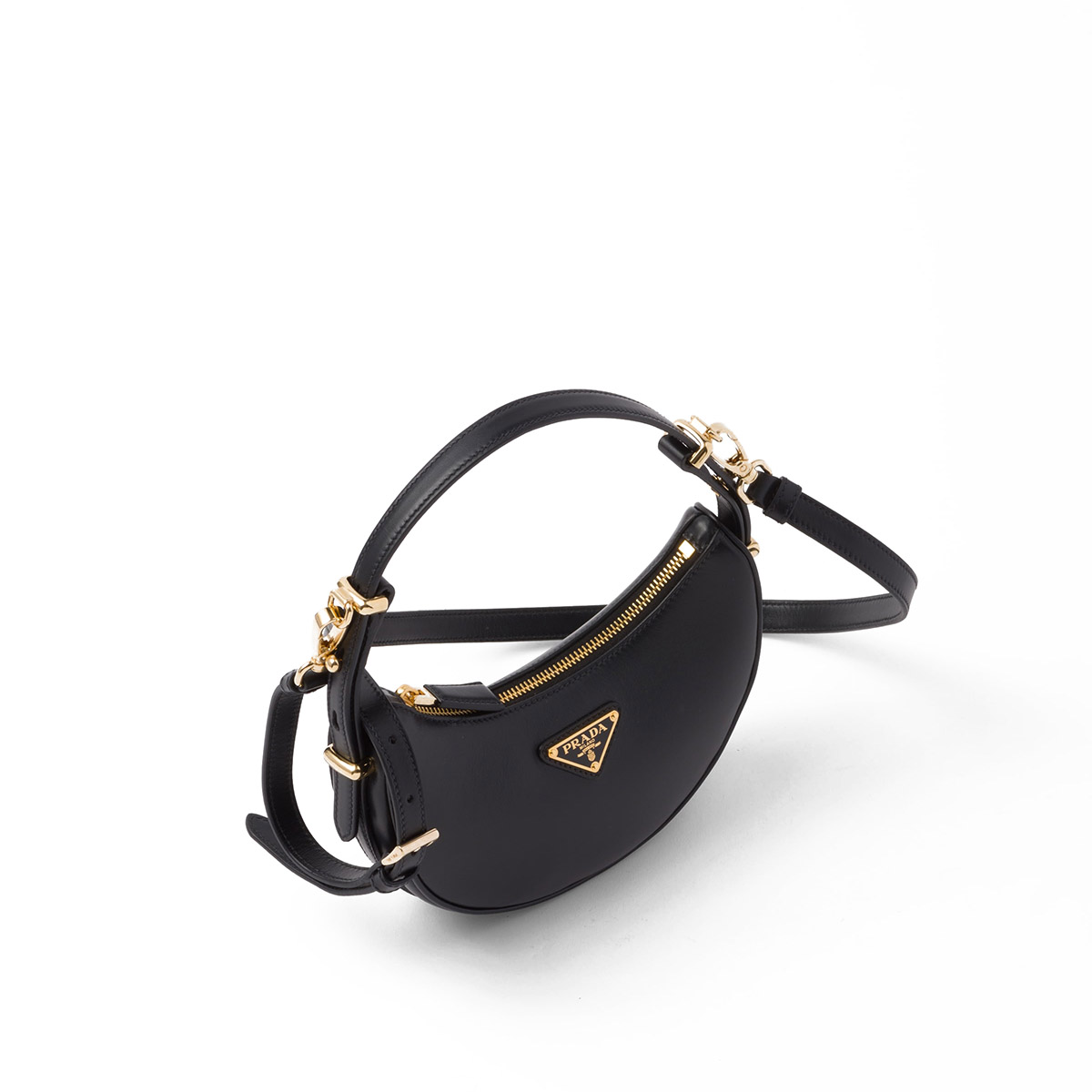 Prada Arqué Leather Mini Shoulder Bag - Black