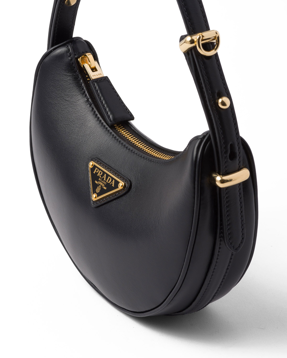 Prada Arqué Leather Mini Shoulder Bag - Black