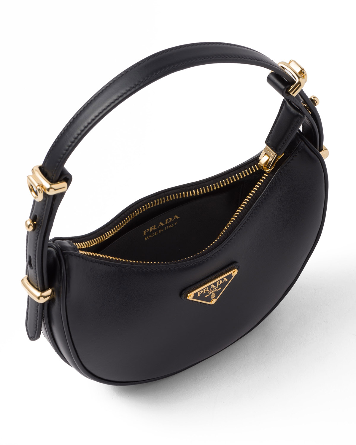 Prada Arqué Leather Mini Shoulder Bag - Black