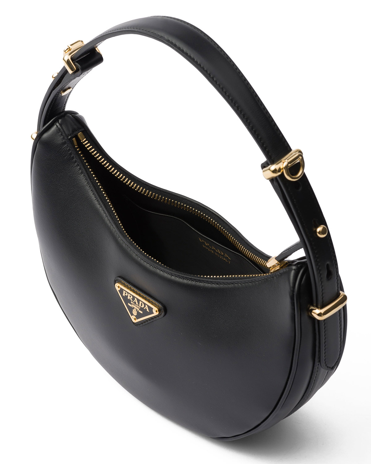 Prada Arqué Small Leather Shoulder Bag - Black