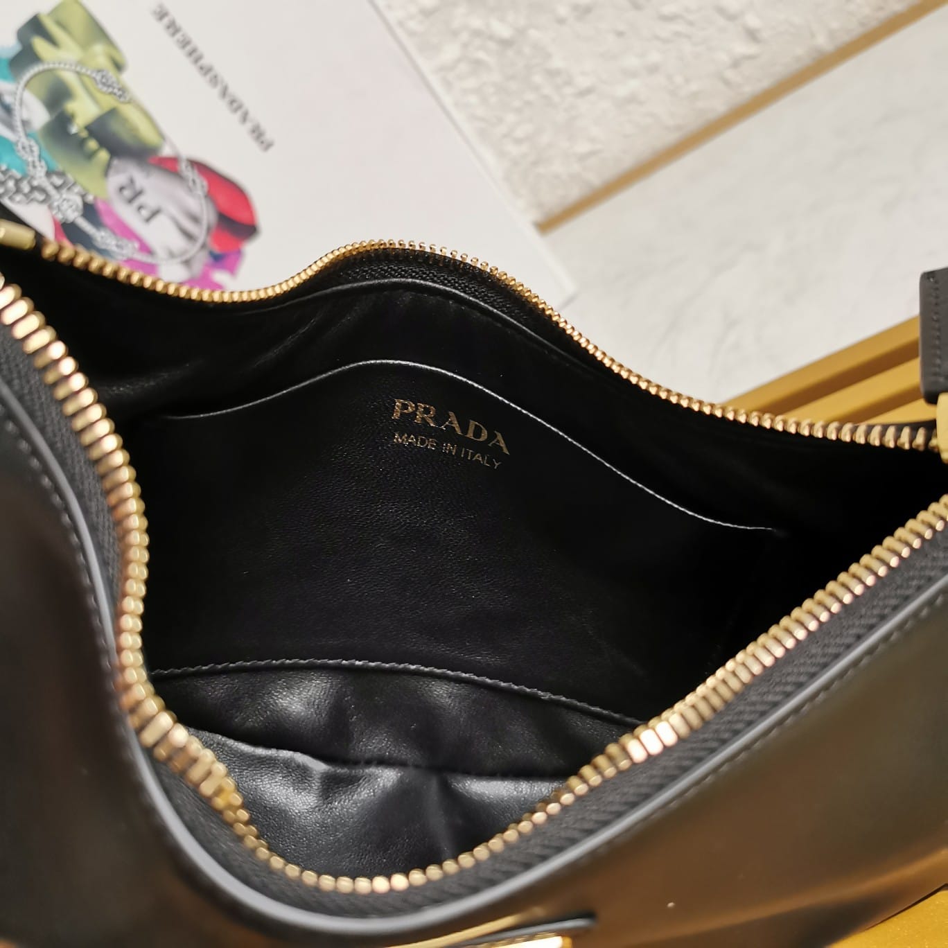 Prada Arqué Small Leather Shoulder Bag - Black