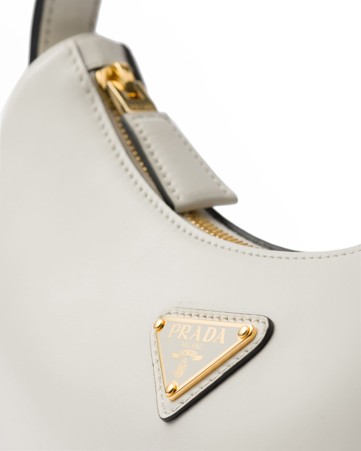 Prada Arqué Small Leather Shoulder Bag - White