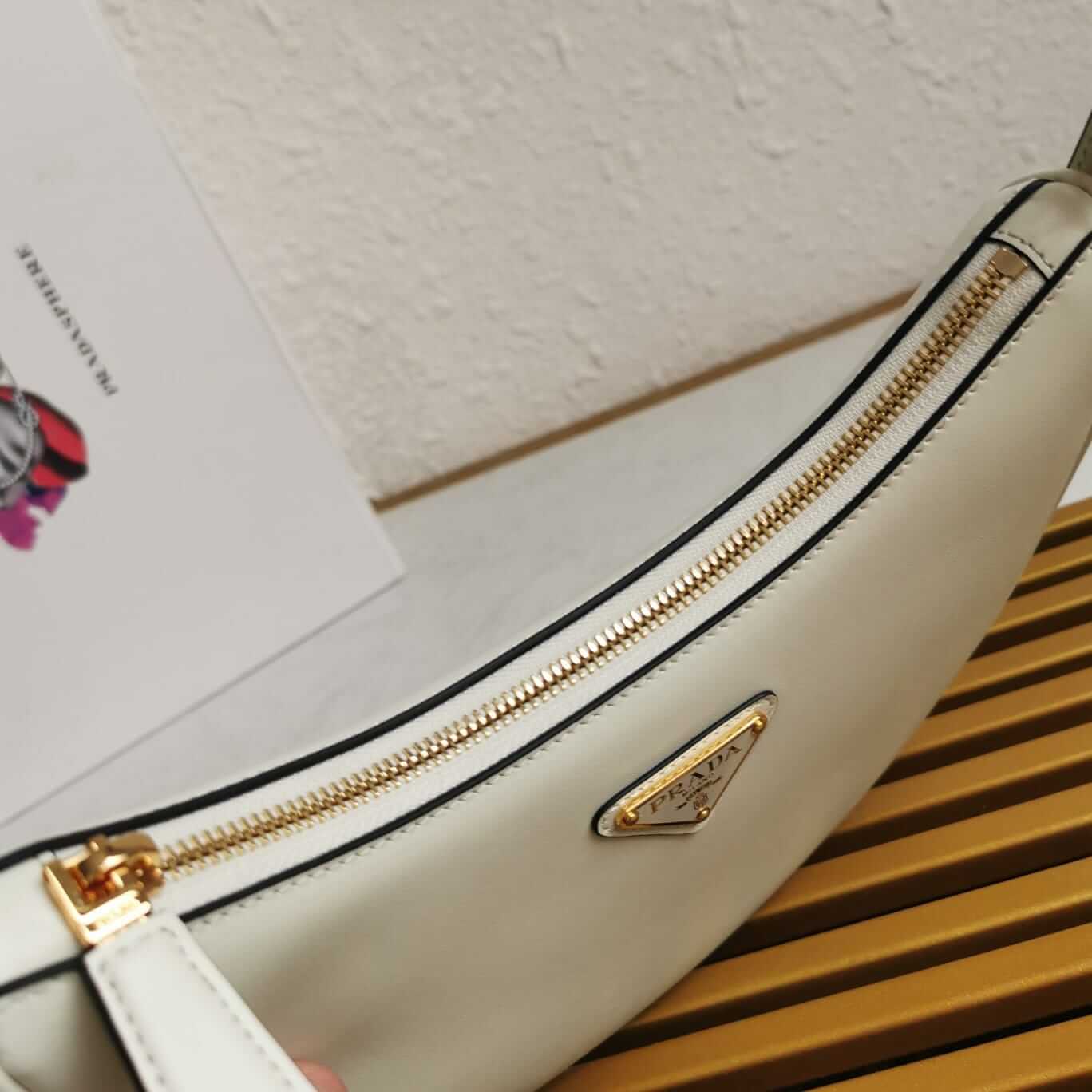 Prada Arqué Small Leather Shoulder Bag - White