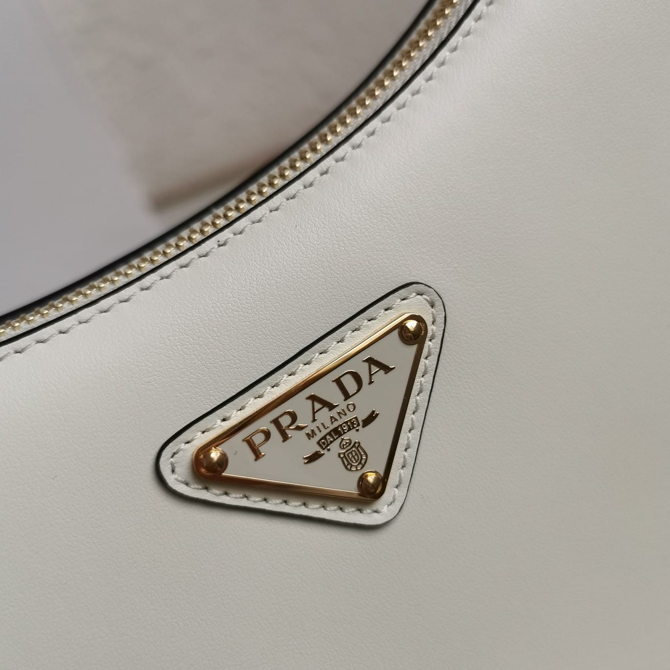 Prada Arqué Small Leather Shoulder Bag - White