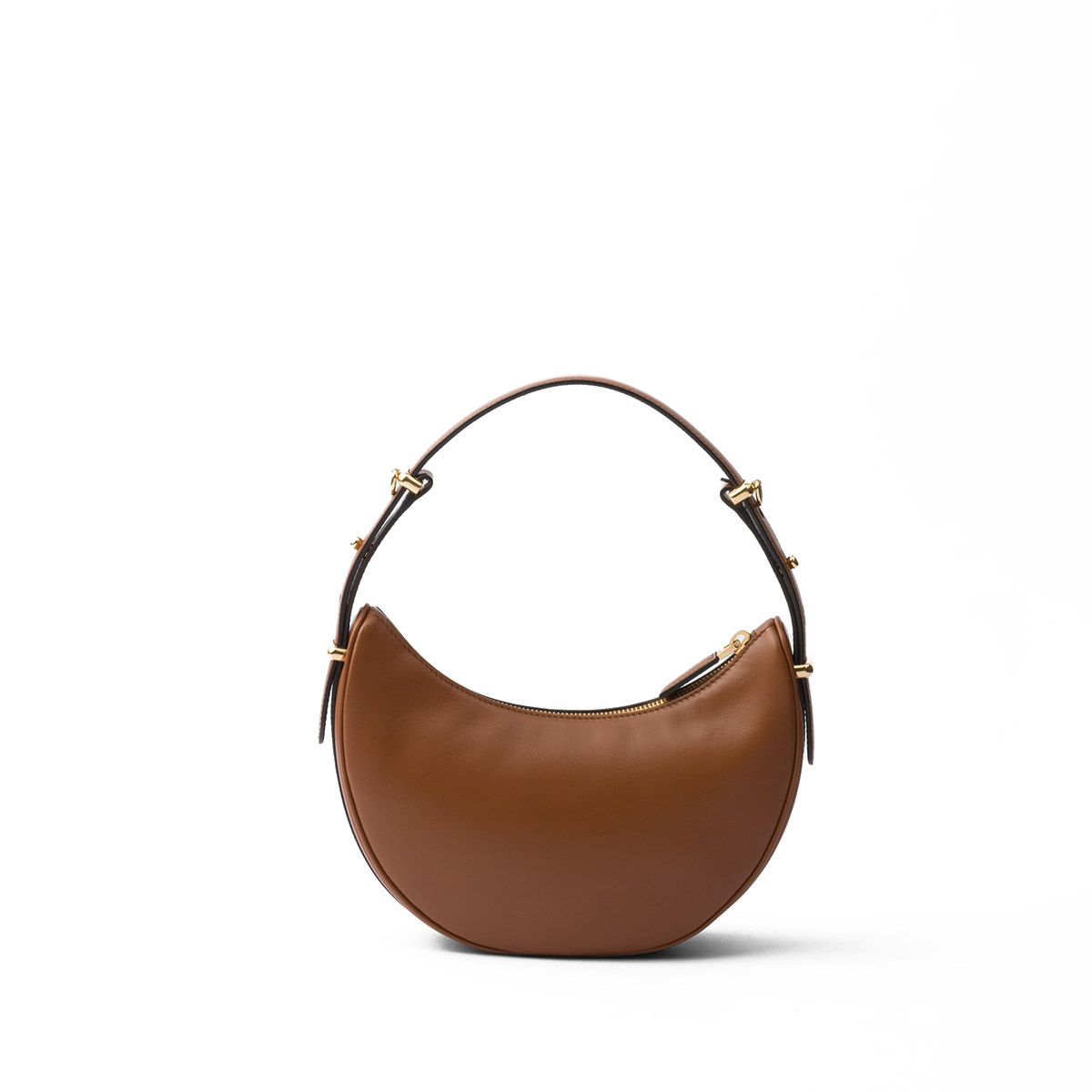 Prada Arqué Small Leather Shoulder Bag - Cognac