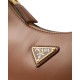 Prada Arqué Small Leather Shoulder Bag - Cognac