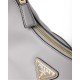 Prada Arqué Small Leather Shoulder Bag - Granite Gray