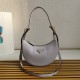 Prada Arqué Small Leather Shoulder Bag - Granite Gray