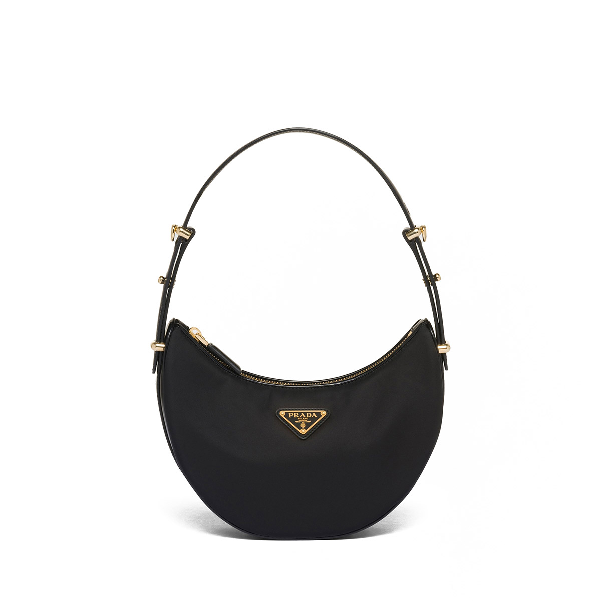 Prada Arqué Small Re-Nylon and Brushed Leather Shoulder Bag - Black