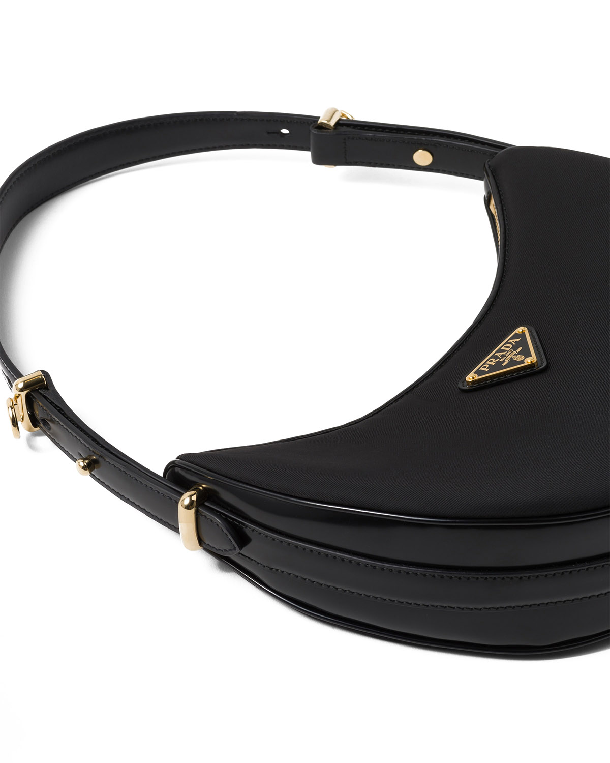 Prada Arqué Small Re-Nylon and Brushed Leather Shoulder Bag - Black