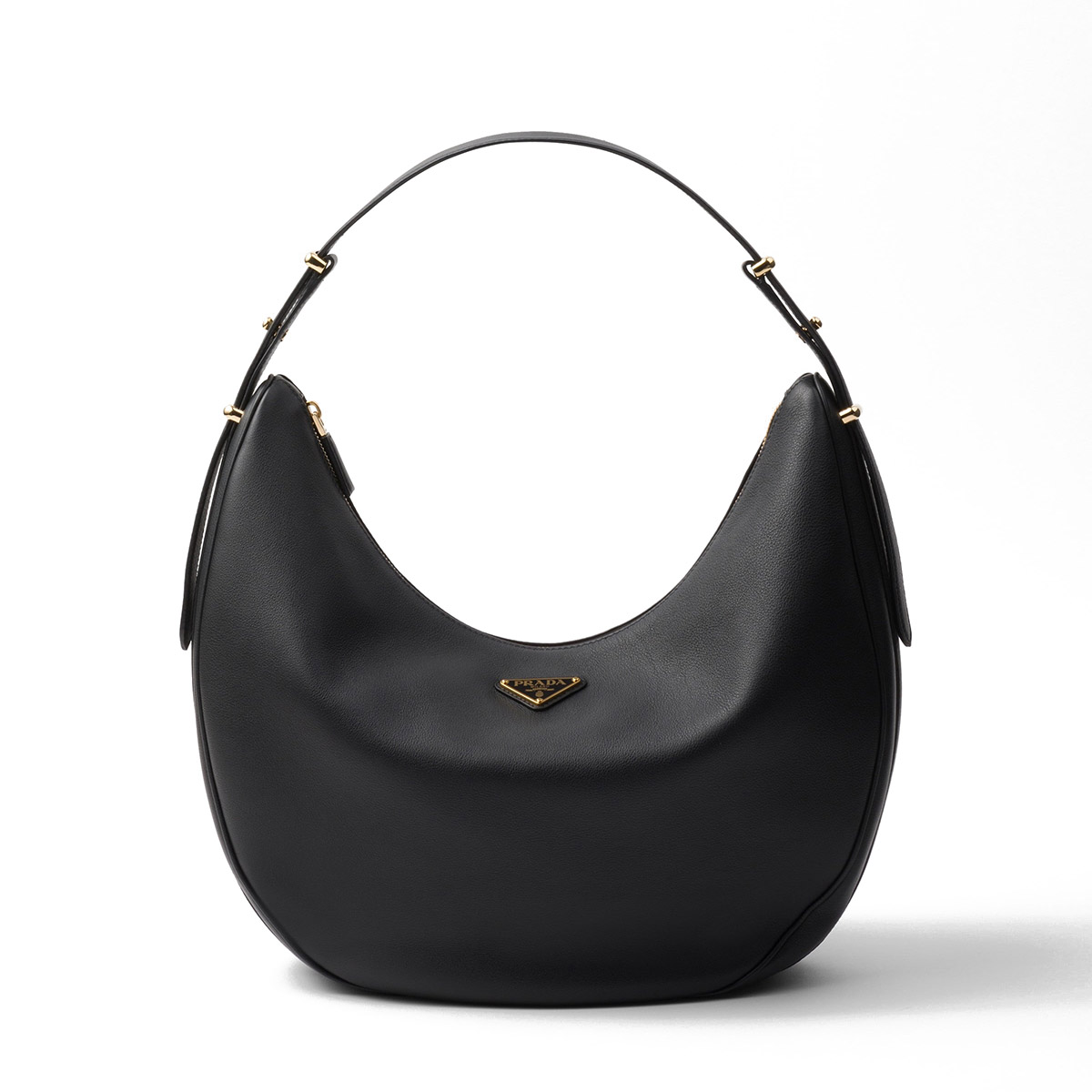 Prada Arqué Large Leather Shoulder Bag - Black