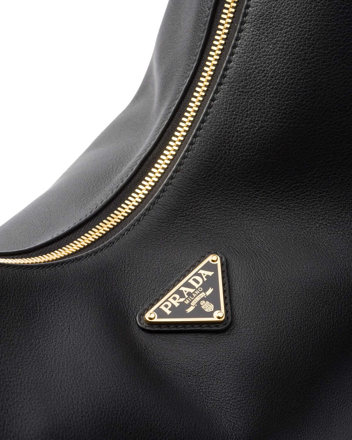 Prada Arqué Large Leather Shoulder Bag - Black