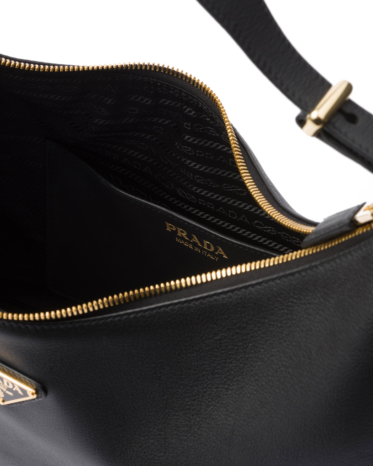 Prada Arqué Large Leather Shoulder Bag - Black