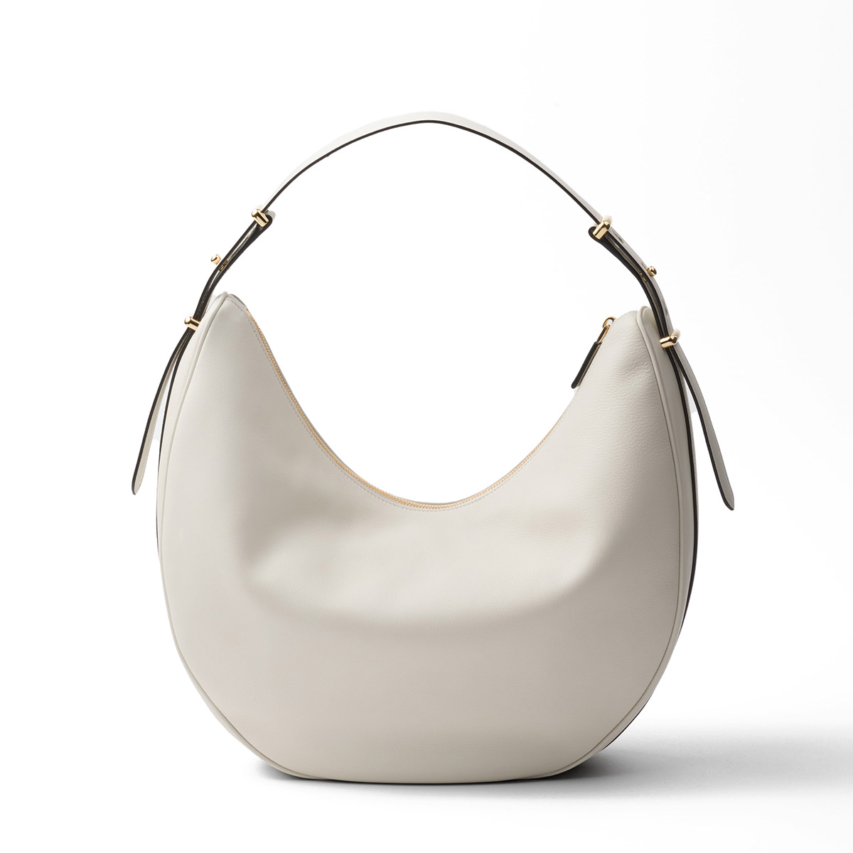 Prada Arqué Large Leather Shoulder Bag - White